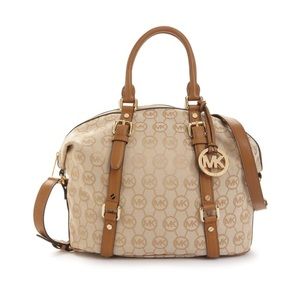 - Michael Kors Bedford Monogram Jacquard  Satchel M